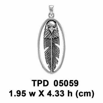 Eagle Head with Feather Sterling Silver Pendant TPD5059 - Jewelry